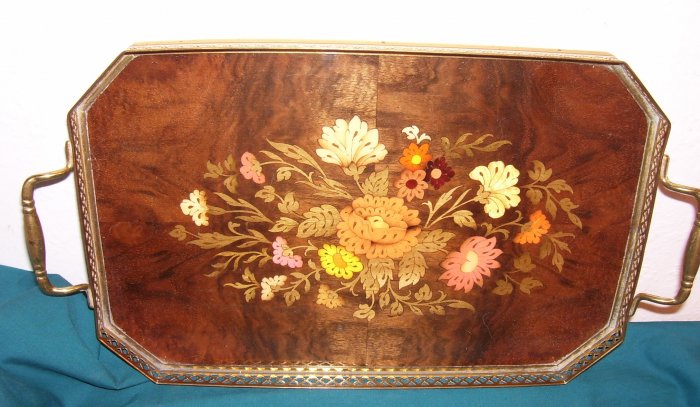 Sorrento Marquetry Inlaid Inlay Wood Tray Italy Floral   47df366e687bb 59491b 