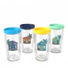 Tervis Beach Retreat Collection Emblem With Travel Lid 16 oz Tumbler 4 Pack
