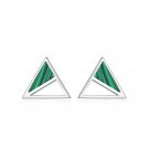 Stud Earrings Malachite Jewlery For Women Silver Geometric