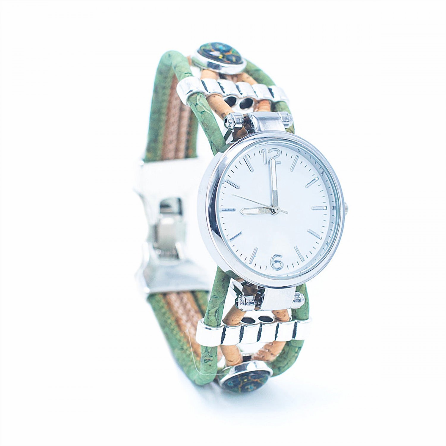 Eco-friendly Cork Leather Women's Wrist Watch Bracelet