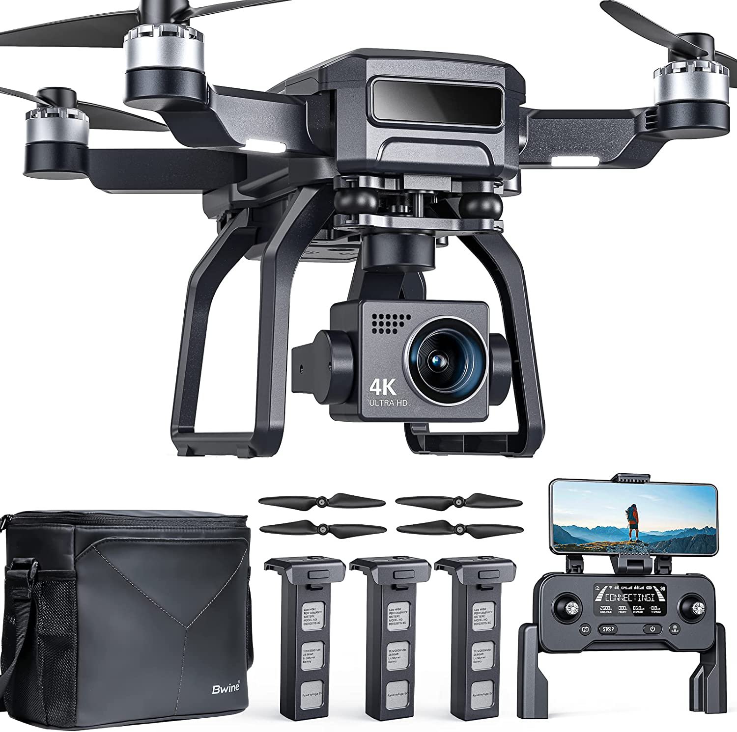 Bwine F7 GPS Drones with Camera for Adults 4K Night Vision, 3-Aix Gimbal, 2 Mile Long Range