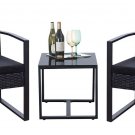 Flamaker 3 Pieces Modern Wicker Bistro Patio Set with Coffee Table