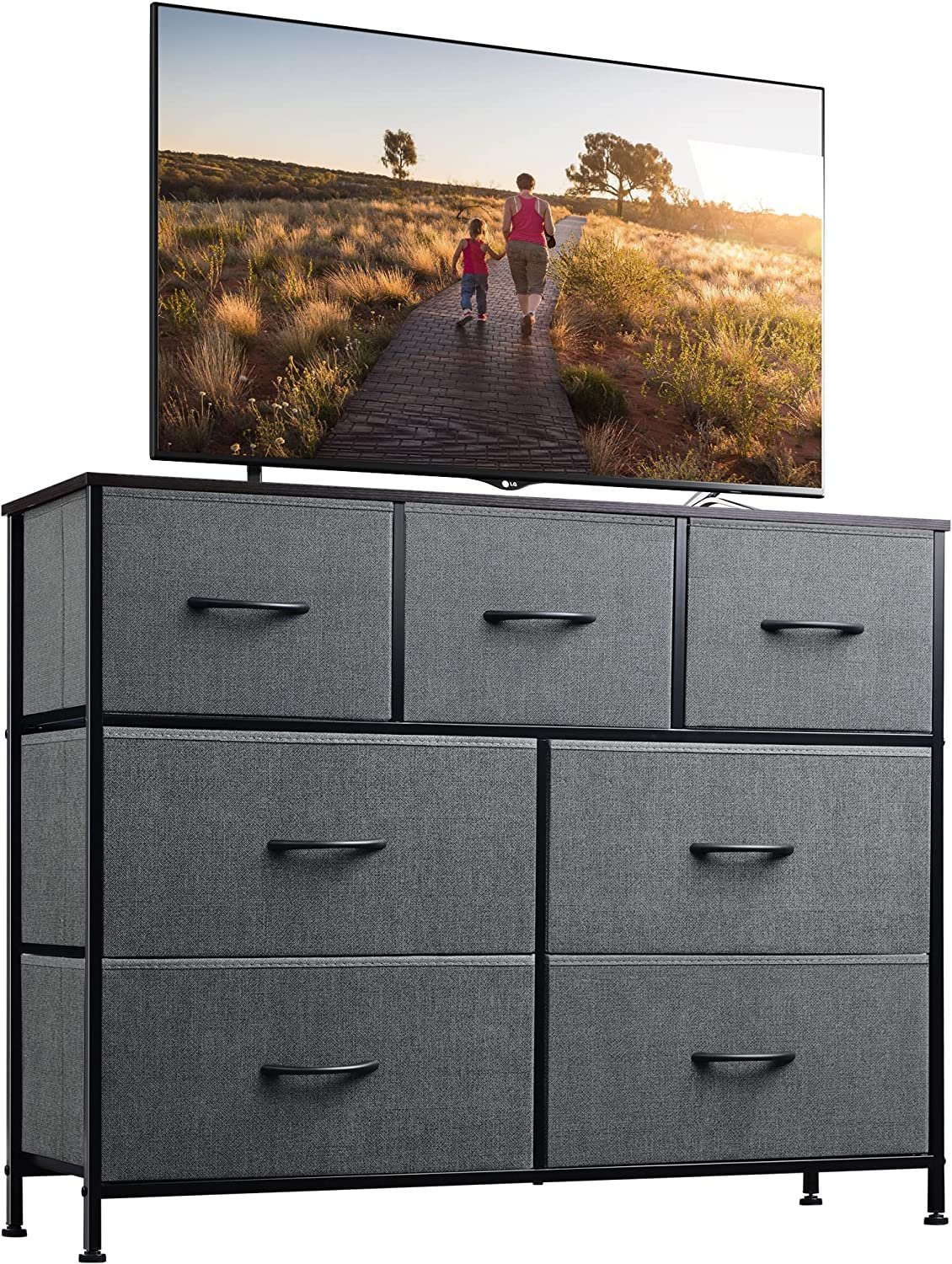 WLIVE Dresser TV Stand, Entertainment Center with Fabric Drawers, Media Console Table