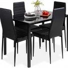 Best Choice Products 5-Piece Kitchen Dining Table Set with 4 Faux Leather Metal Frame Chairs-Black