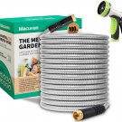 Macuvan Flexible Metal Garden Hose 100ft Heavy Duty, with 10 Way Spray Nozzle Strong 3/4 Fitting