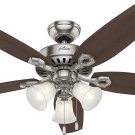Hunter Indoor Ceiling Fan, with Pull Chain Control Builder Plus 52 Inch Brushed Nickel, 53237