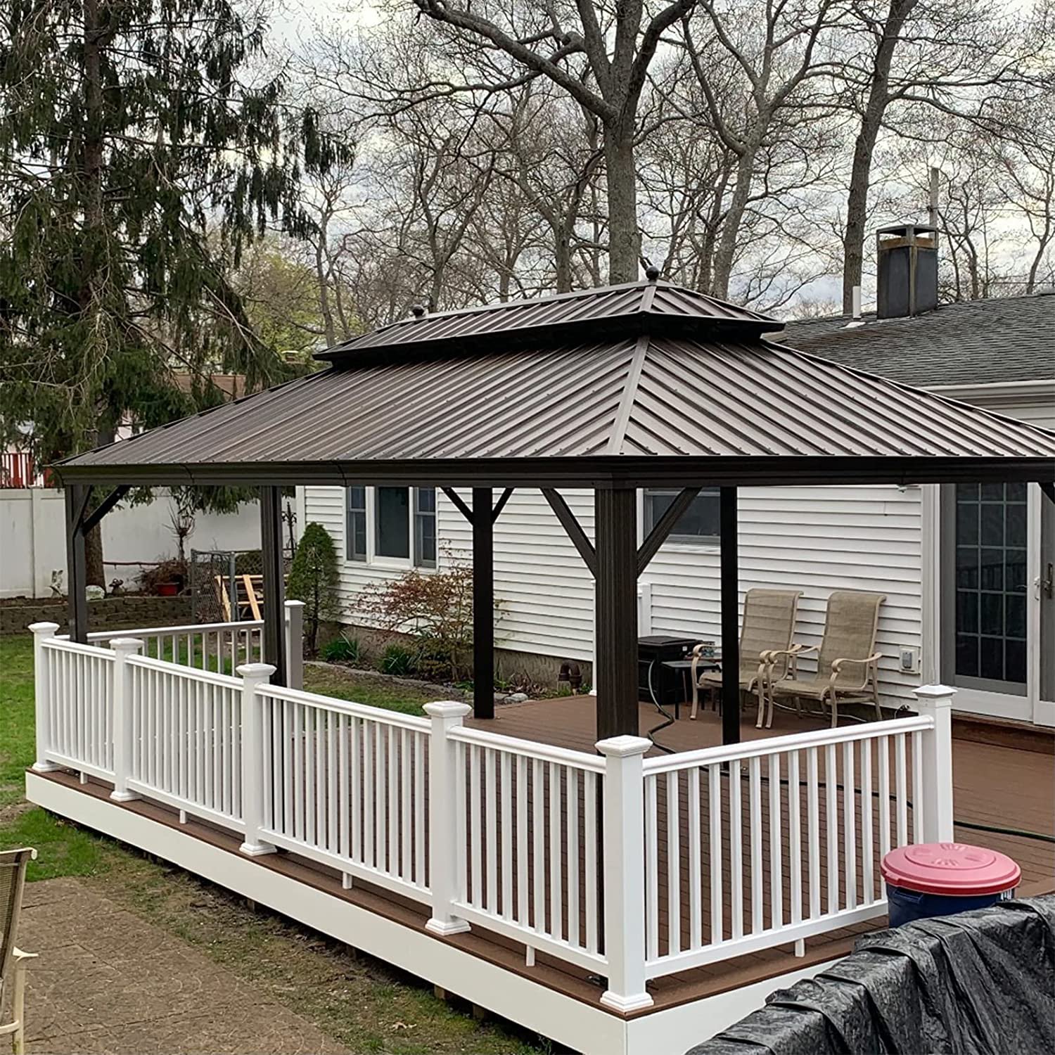 YOLENY 12' x 20' Hardtop Gazebo with Double Galvanized Steel Roof