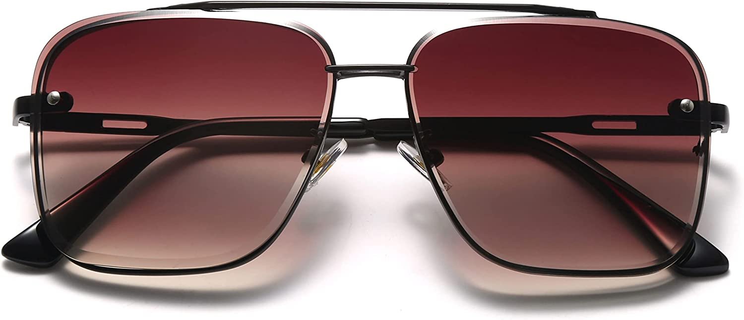 Breaksun Square Aviator Sunglasses for Men and Women Vintage Diamond Cutting Lens