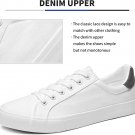 FRACORA Mens Canvas Shoes White Black Sneakers Low Top Lace Up Casual Shoes