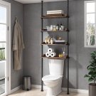 ALLZONE Bathroom Organizer, Over The Toilet Storage, 4-Tier Adjustable Wood Shelves