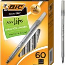 BIC Round Stic Xtra Life Ballpoint Pens, Medium Point (1.0mm), Black 60-Count
