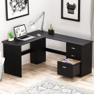 SHW L-Shaped home Office Wood Corner Desk with 3 Drawers