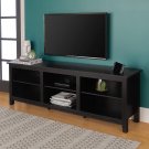 Walker Edison Wren Classic 6 Cubby TV Stand for TVs up to 80 Inches, 70 inches, Black