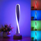 LONRISWAY Modern Desk Light RGB Wood Table, Bedside Lamp 7 Color