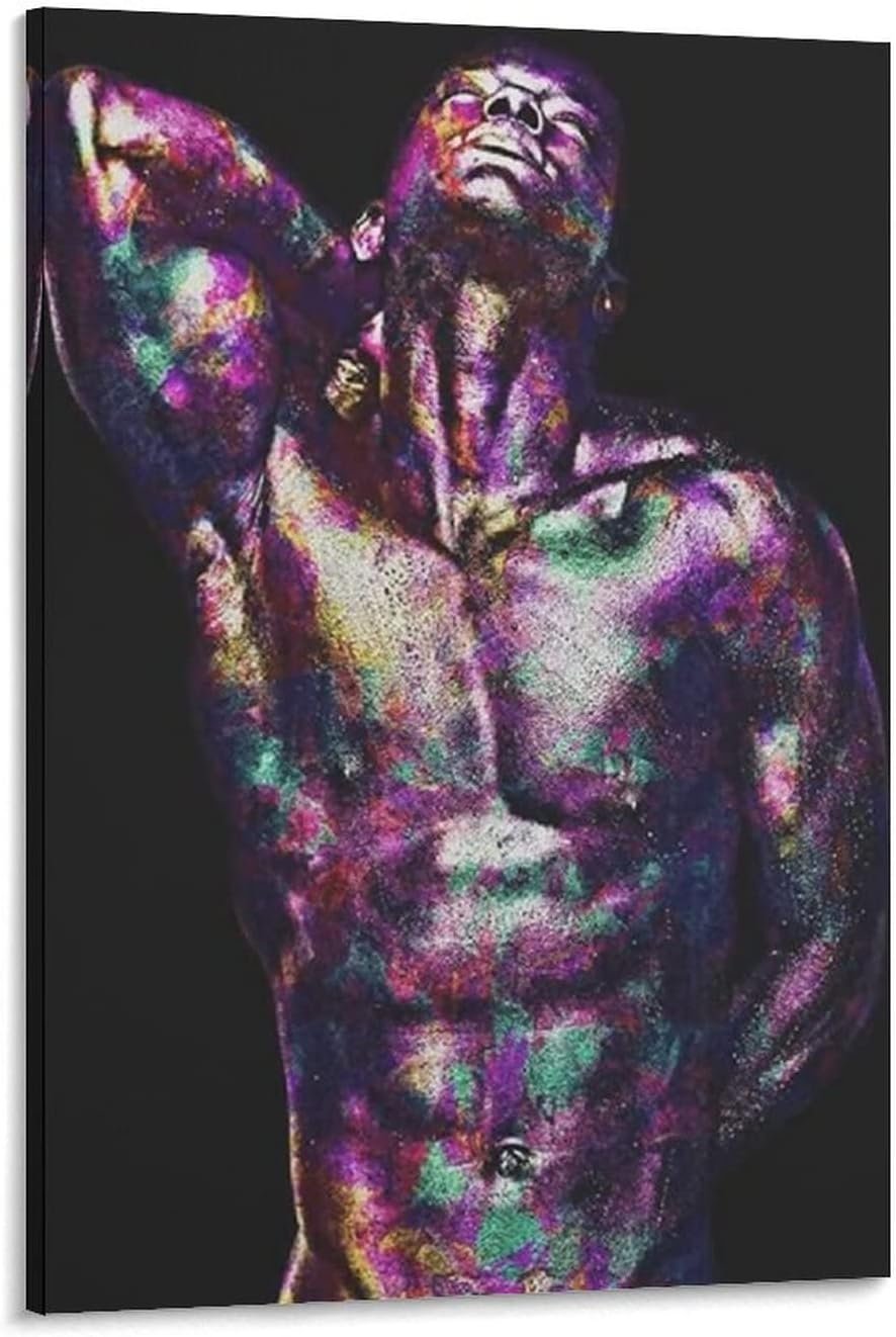 Black Gay Man Body Art Poster African American Muscle Boy Wall Art Canvas