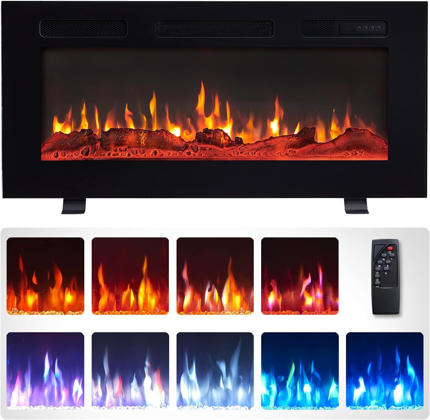 Efiretric Grace 36"W 3 in 1 Electric Fireplace (EF449), Freestanding, Wall Mounted