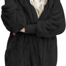Dokotoo Womens 2023 Winter Long Sleeve Solid Fuzzy Fleece Open Hooded Jacket