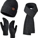 Winter Beanie Hat Scarf Touchscreen Gloves Set for Men and Women