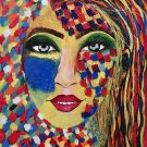 Gaze of Beauty: A Handmade Abstract Painting of a Girl's Face