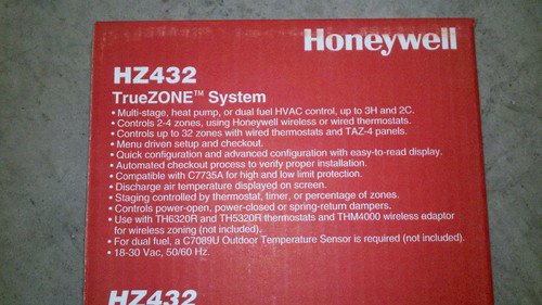 Honeywell HZ432K Truezone Kit- 4 Zone Panel