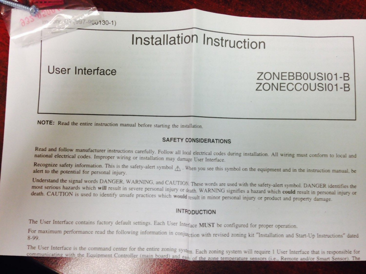 ZONECC0USI01 Carrier ComfortZone II ZONECC0USI01-B User Interface ...