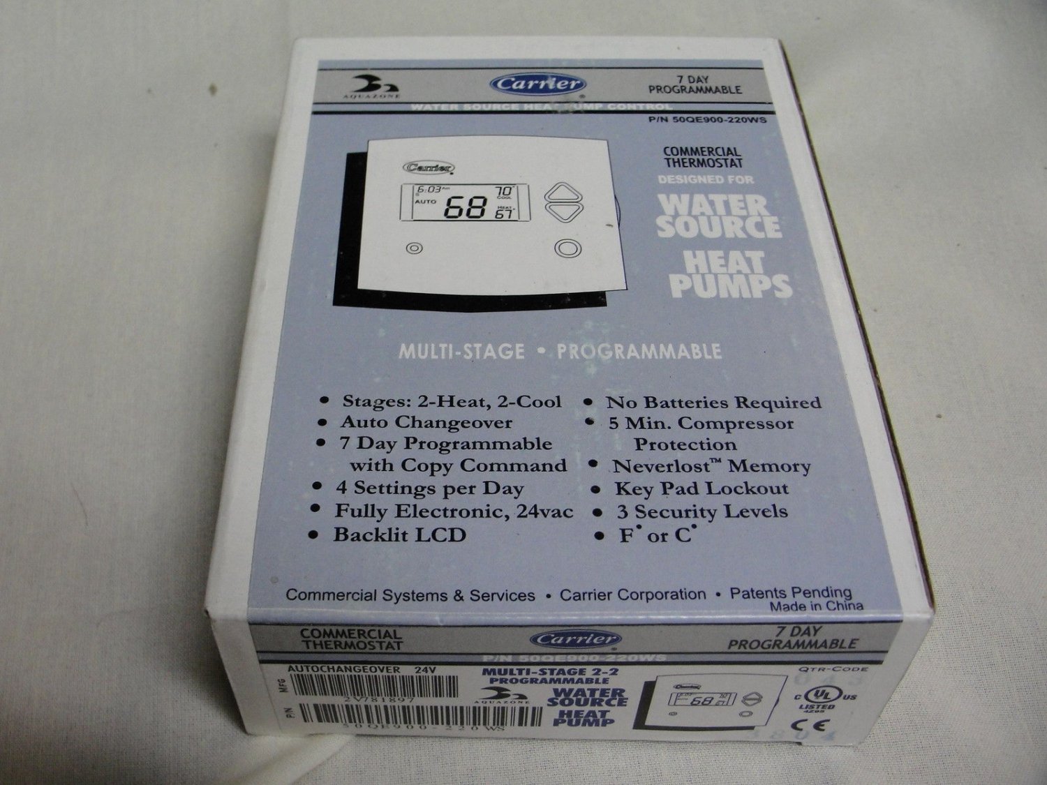 50QE900220WS carrier water source heat pump thermostat WaterFurnace