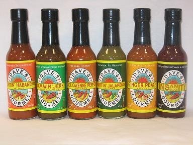 Dave's Gourmet Insanity 6 Pack Hot Sauce -Gift Set
