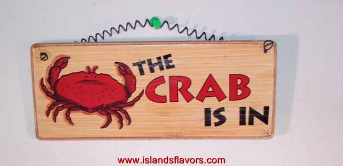THE CRAB IS IN Beach Weathered Home Decor Wood Sign NEW