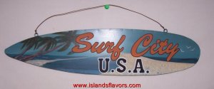 SURF CITY SURFBOARD SIGN Surfing Beach Painted Tin Metal NEW