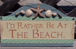 I'D Rather Be at Beach Tropical Beach Bar Sign Seashell