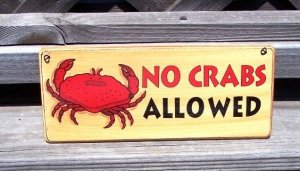 NO CRABS ALLOWED New Wood Tropical Beach Bar Sign