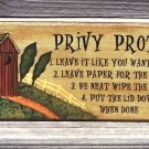OUTHOUSE PRIVY PROTOCOL Bathroom Humor Wood Sign