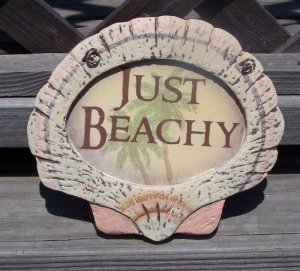 JUST BEACHY Tropical Tiki Beach Bar Sign