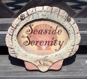 SEASIDE SERENITY Tropical Tiki Beach Bar Sign