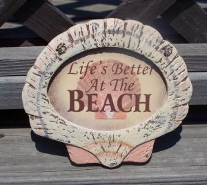 LIFE'S BETTER AT THE BEACH Tropical Tiki Beach Bar Sign
