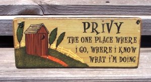 OUTHOUSE PRIVY Country Rustic Bathroom Humor Wood Sign