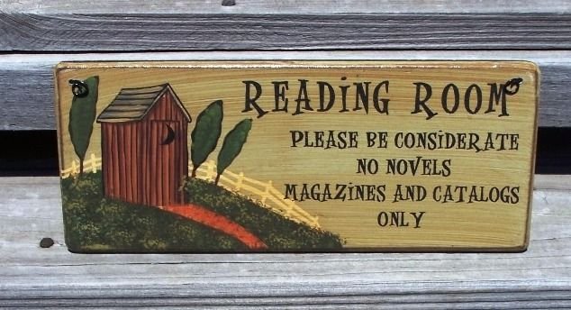 OUTHOUSE READING ROOM Bathroom Humor Wood Sign