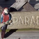 Welcome to Paradise Tropical Tiki Parakeet Plaque Sign
