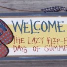 Welcome Lazy Days Summer Tropical Beach Wood Sign
