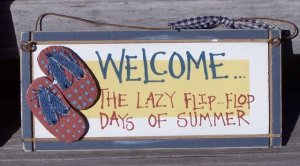 Welcome Lazy Days Summer Tropical Beach Wood Sign