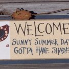 Welcome Sunny Summer Days Tropical Beach Wood Sign