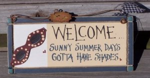 Welcome Sunny Summer Days Tropical Beach Wood Sign