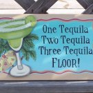 One Two Three Tequila Floor Tropical Beach Bar Sign