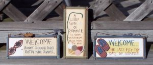 Summertime Welcome Tropical Beach Wood Plaque Signs