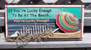 If Your Lucky Enough To Be At Beach Tropical Bar Sign