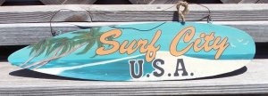 Surf City Surfboard Sign Tropical Beach Bar Metal New