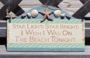 Star Light Wish I was on Beach Tropical Sign Seashells