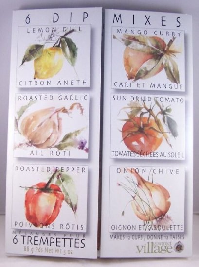 Gourmet Village 6 Dip Mixes Pepper Garlic Tomato Onion