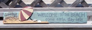 Welcome Beach Come Early Stay Late Tropical Bar Sign