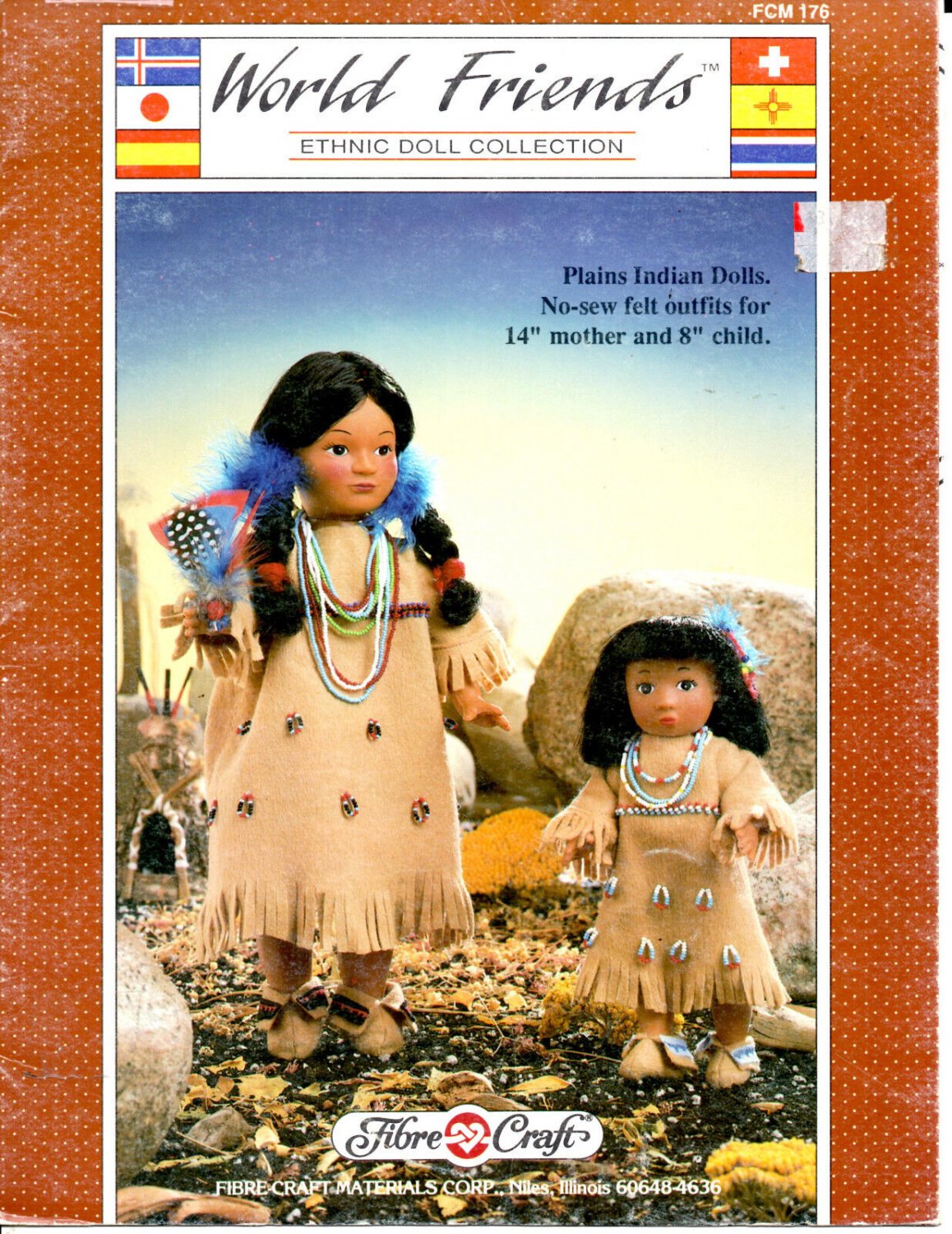 WORLD FRIENDS ETHNIC DOLL COLLECTION Plains Indians NoSew Pattern FibreCraft